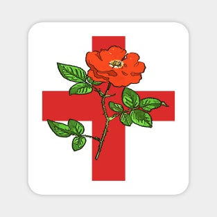 St George Ensign and Tudor Rose England Fan Magnet