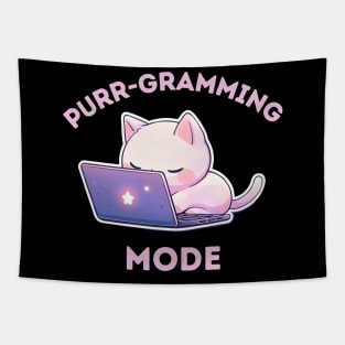 Purr-gramming Mode - Kawaii Cat Tapestry