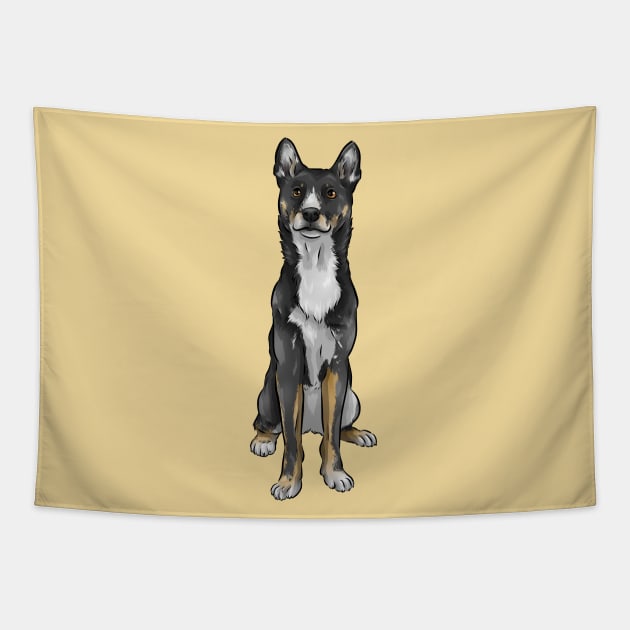 New Guinea Singing Dog | Black and Tan Tapestry by Shirin Illustration