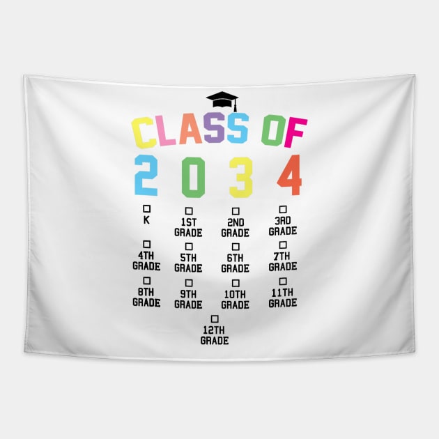 Class Of 2034 Grow With Me Shirt Kinder Back to School Gift Tapestry by Ortizhw