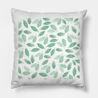 Green foliage leaves | Watercolor | Minimalist Pillow