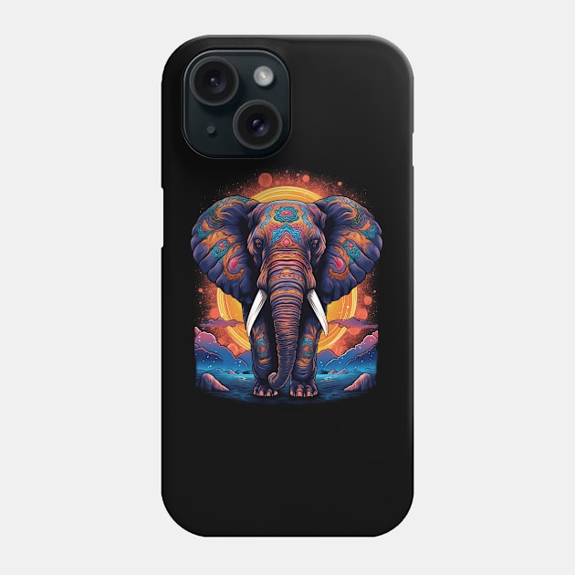 Colorful Elephant and Sunrise Pop Art Phone Case by Kawaii Cuties