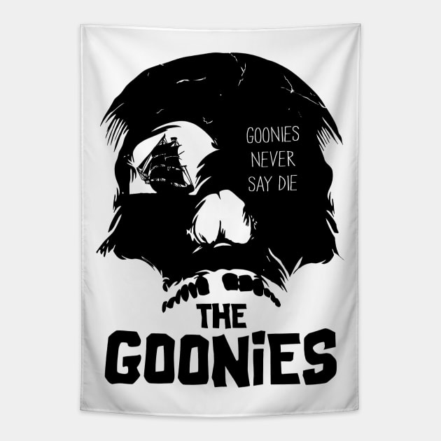 The goonies! skull and the ship Tapestry by Buff Geeks Art