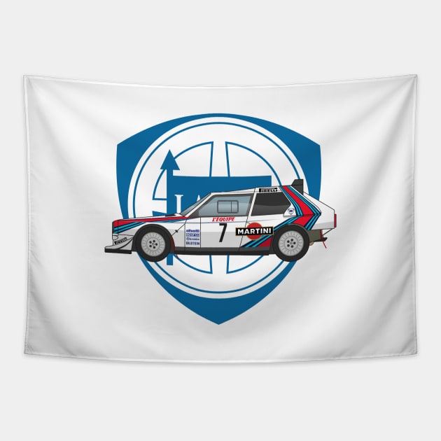 Lancia Delta Rally Martini Racing Illustration Tapestry by Burro Wheel