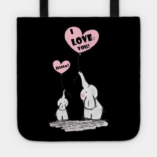 Cute Elephants I Love You Blob Pink Heart Balloons Tote