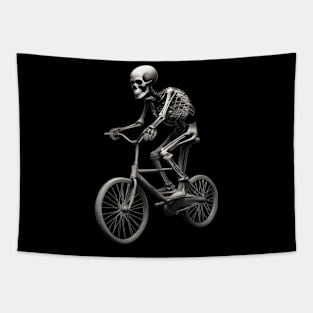Skeleton Cycling Bicycle Halloween Tapestry