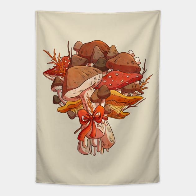 Mushroom Bouquet Tapestry by Victoria Hamre