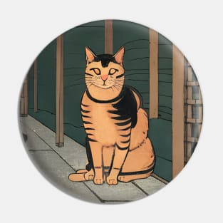 Japanese Cat at a traditional wood house Pin