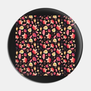 Autumn Botanicals Colorful Watercolor Pattern - Black Pin