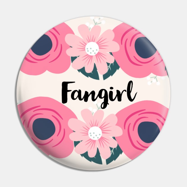 Pink Floral Fangirl Pin by templeofgeek