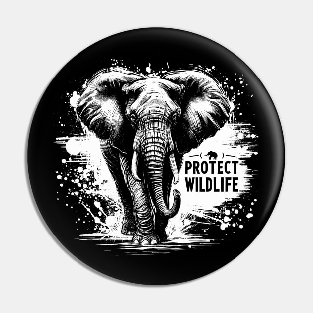 Protect Wildlife - Elephant Pin by PrintSoulDesigns