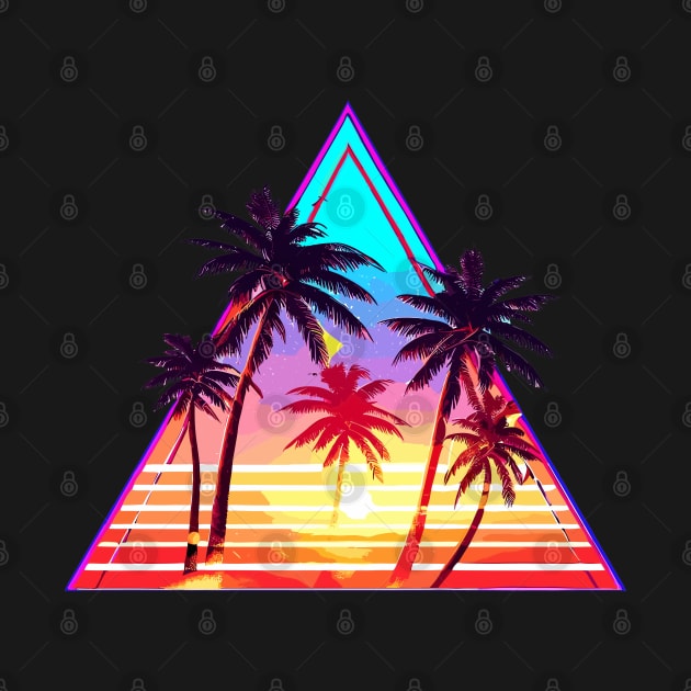 Vaporwave palm beach triangle logo by TomFrontierArt