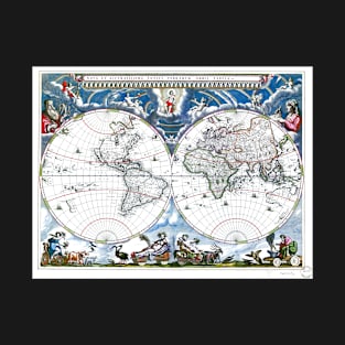 World map wall art 1690 dorm decor mappemonde Art Print T-Shirt