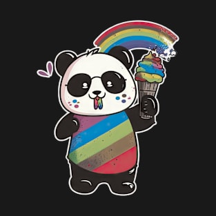 Cute Kawaii Panda Pride with rainbow ice T-Shirt