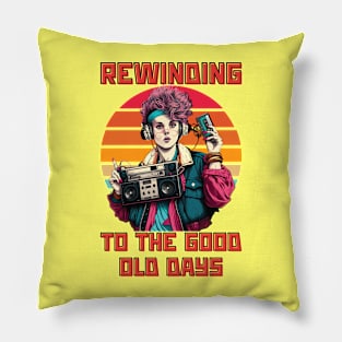 Rewinding to the Good Old Days | Rewinding 90s Boombox Ghetto blaster cassette tape Pillow