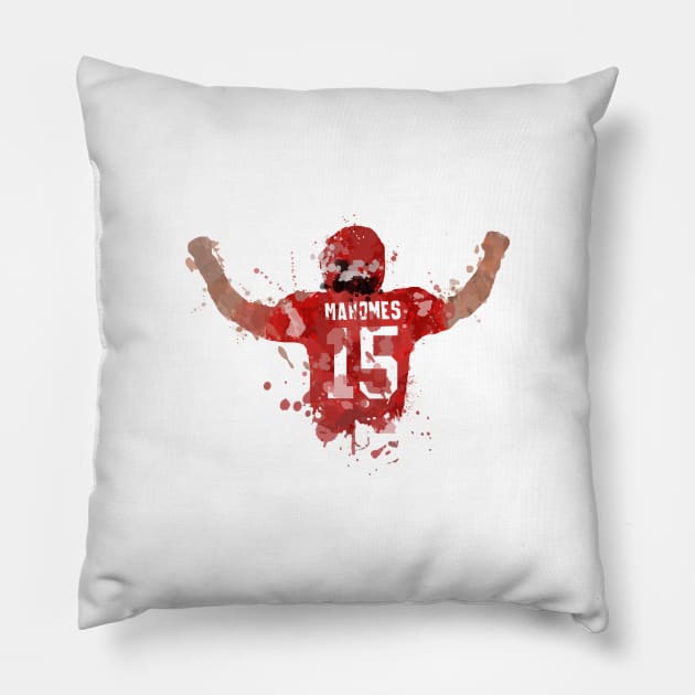 Patrick Mahomes Splatter Brush Art Pillow by cwijeta