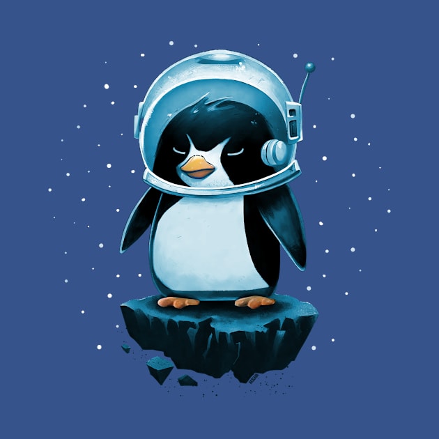 Space Penguin in Blue by Hasgaha