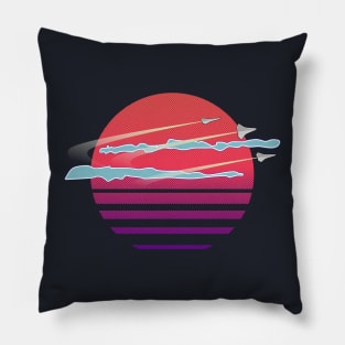 Retrowave Alien Sun Pillow