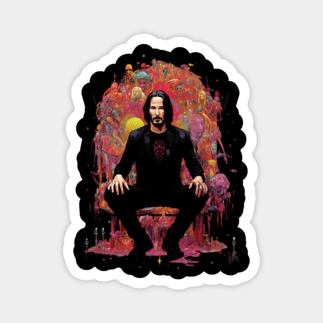 Keanu Reeves Psychedelic Zen Mediation Magnet by Celebrity Zen