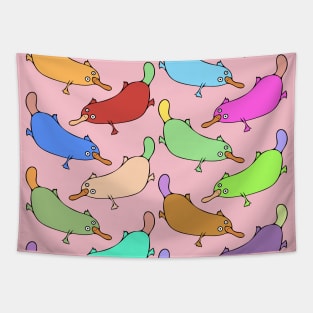 Cute and Girly Cartoon Platypus Pattern Tapestry