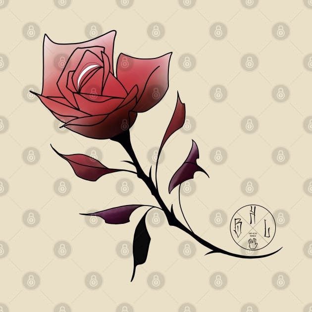 Red neotraditional rose by Blacklinesw9