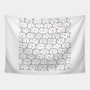 CUTE KITTY CAT FACES White and Black Cat Lovers Tapestry