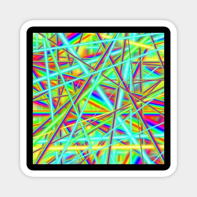 80s Rainbow Neon Strobe Light Abstract Pattern Magnet by Art by Deborah Camp