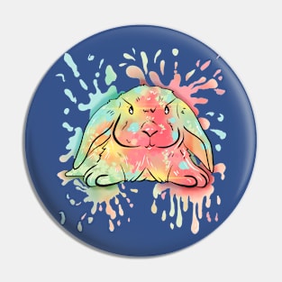 Easter Holland Lop RabbIt With Blue Background Pin