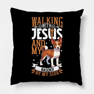 Jesus and dog - Basenji Pillow