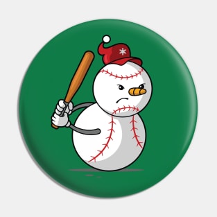 Baseball Snowman Pin