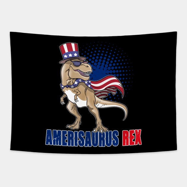 Amerisaurus Rex T-Rex Dinosaur 4th Of July Tapestry by ModernMode