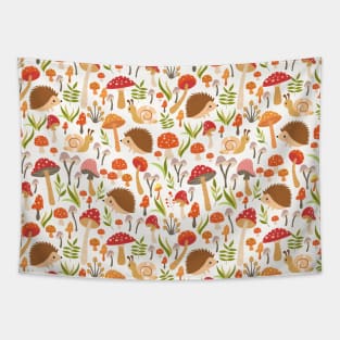 Hedgehog and Mushrooms Tapestry