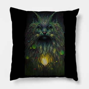 Abstract Mystical Cat Fantasy Art Pillow