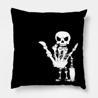 Shaka Skeleton with Skateboard Pillow