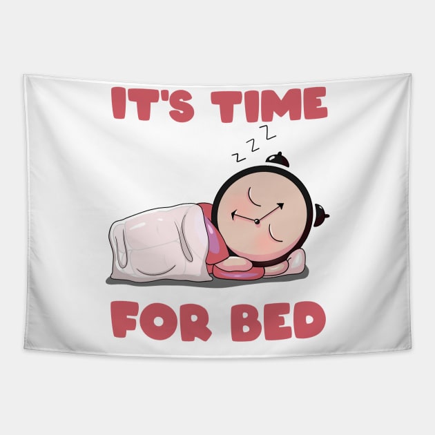 It's time for bed clock sleeping kids Tapestry by Iteeaz
