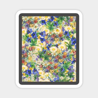 floral, decorative, primitive, watercolor, pattern Magnet