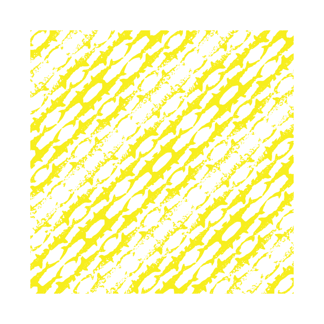 Abstract Diagonal Bright Yellow Shark Pattern on default Aqua background by pelagio