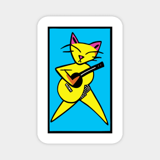 Yellow Cat Plays Guitar Magnet