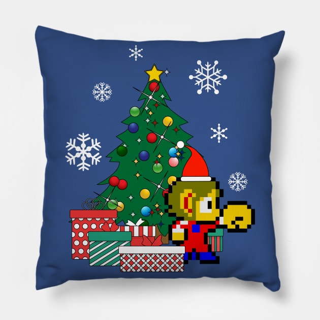 Alex Kidd Around The Christmas Tree Pillow by Nova5