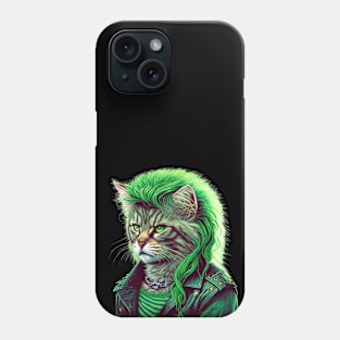 80s Heavy Metal Cat With Mullet Phone Case