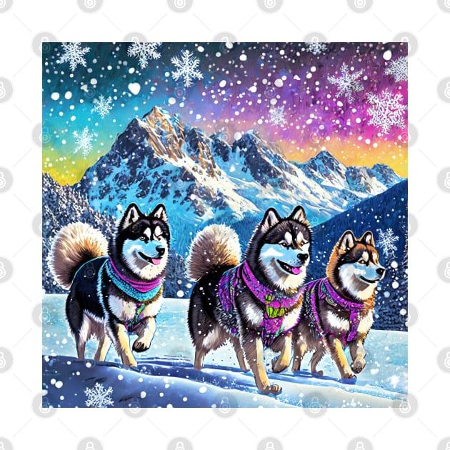 Malamutes in the Snow by Mr.Guru 305 