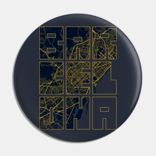 Barcelona, Spain City Map Typography - Gold Art Deco Pin