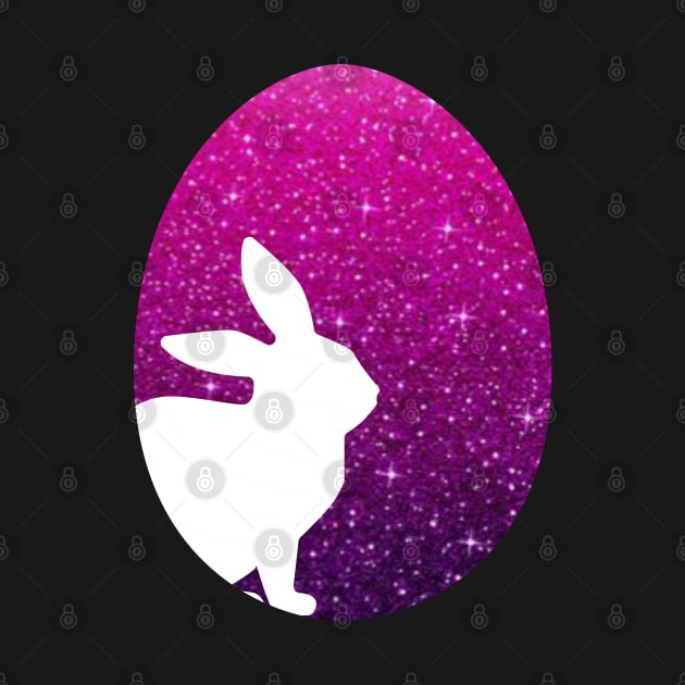 Easter Bunny Silhouette in Pink Purple Ombre Faux Glitter Easter Egg by Felicity-K