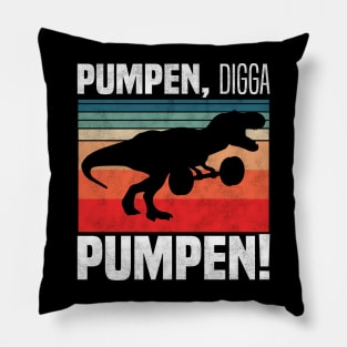 pumpen, digga pumpen! - T. rex Dinosaur Retro Vintage Design Pillow