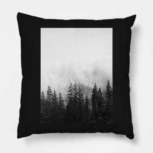 Forest, Trees, scandinavian, Black and white, Nature print Pillow