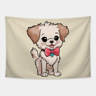 Cute Brown & Tan Puppy with Bow Tie Tapestry