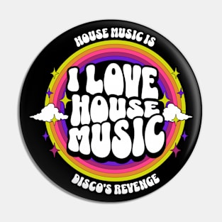 HOUSE MUSIC  - I Love Rainbow circle (white/purple/gold) Pin