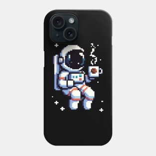 8-Bit Astronaut Coffee Break - Retro Space Pixel Art Phone Case