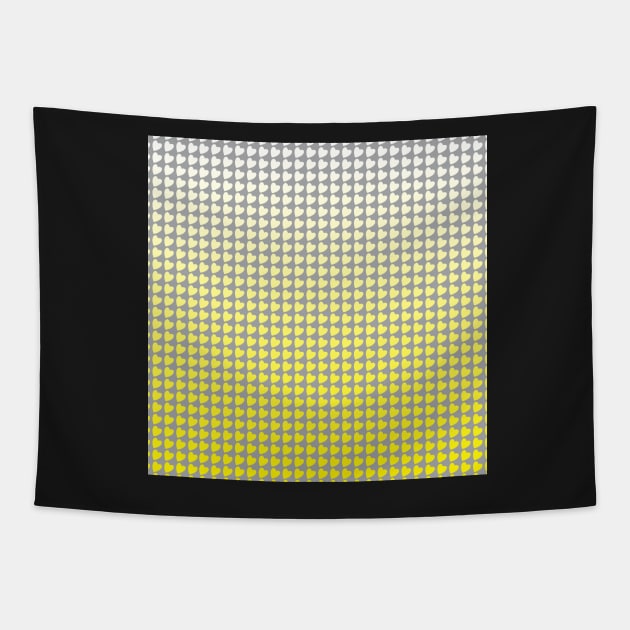 Yellow and Gray Heart Pattern Gradient Colors Tapestry by OneLook