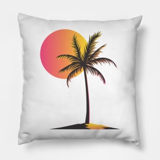 Sunny Day on the Island Retro Sun palm tree Pillow